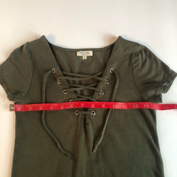 Heart & Hips Olive Green dress laceup neck… - Picture 4 of 6